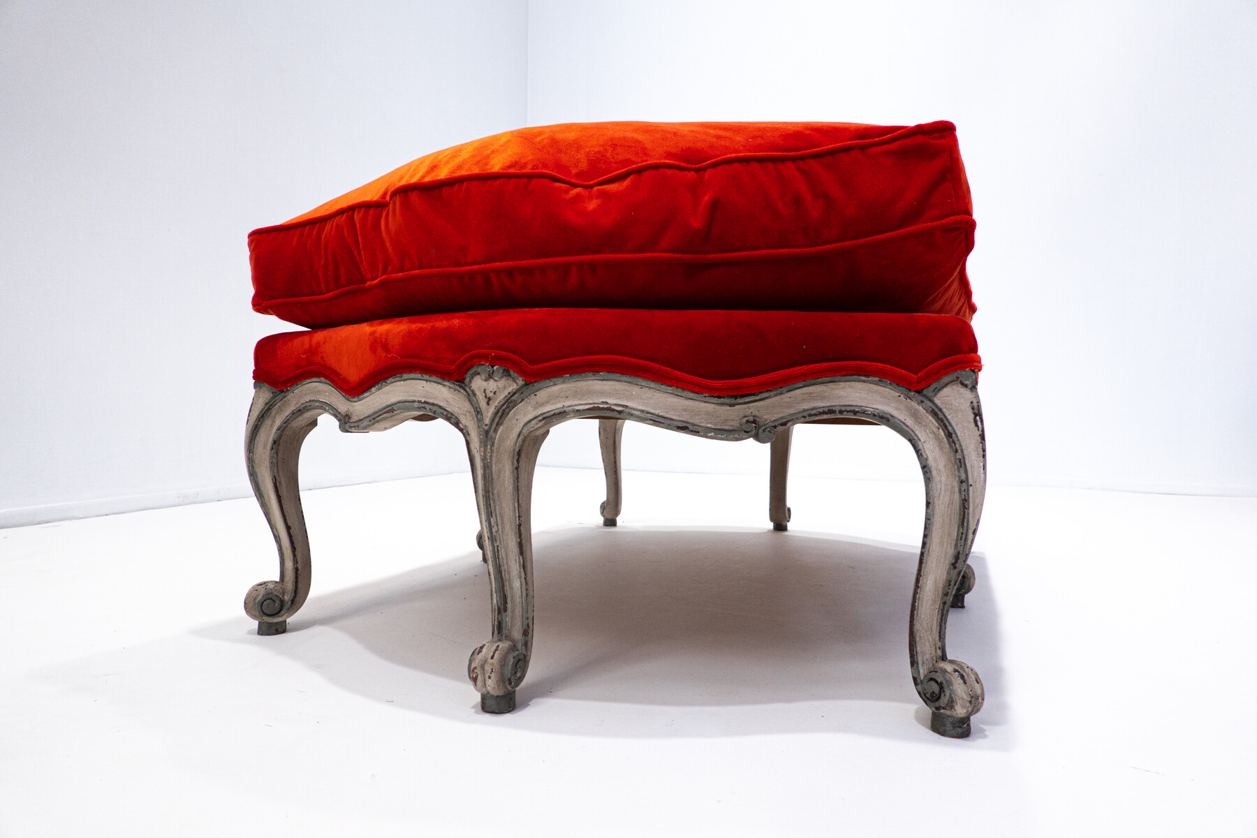 Louis XV Style Bench, Red Velvet, Belgium