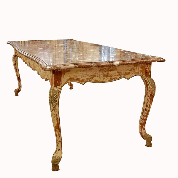 Louis XV style dining table with marble 