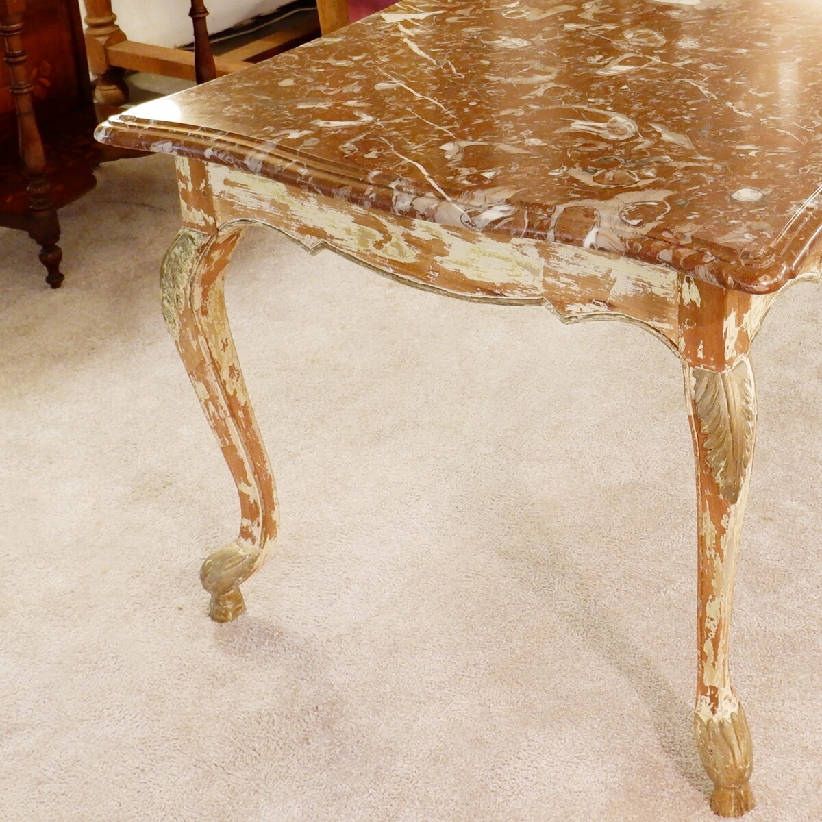 Louis XV style dining table with marble 