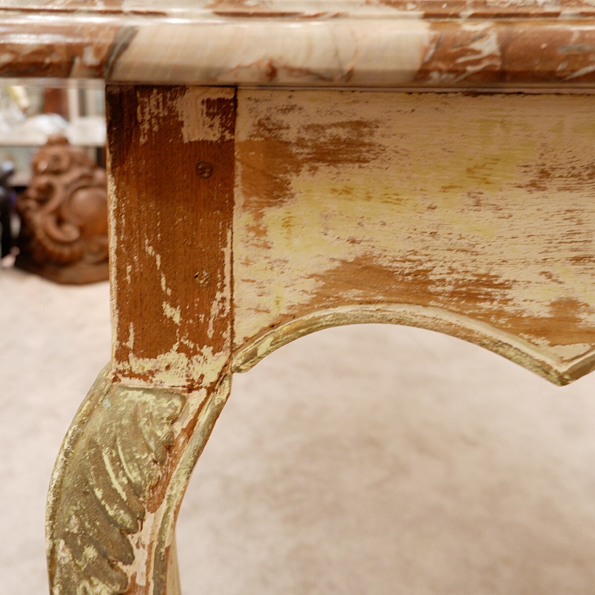 Louis XV style dining table with marble 