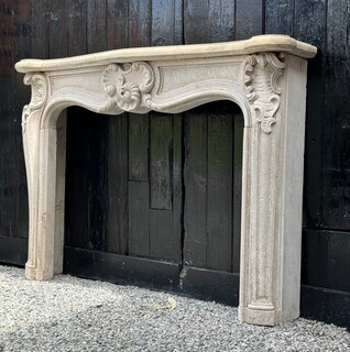 Louis XV Style Fireplace In Lime Stone, Circa 1920