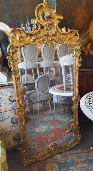 Louis XV style mirror in gilded wood, 19th