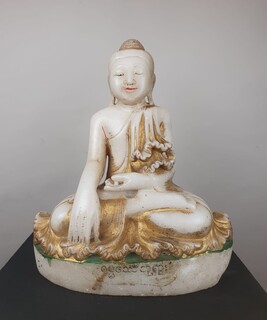 Marble Buddha, traces of polychromy, Burma, 19th