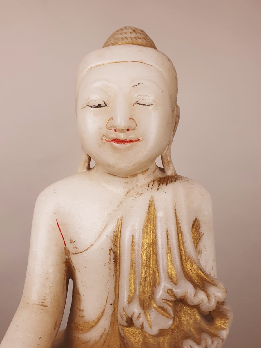 Marble Buddha, traces of polychromy, Burma, 19th