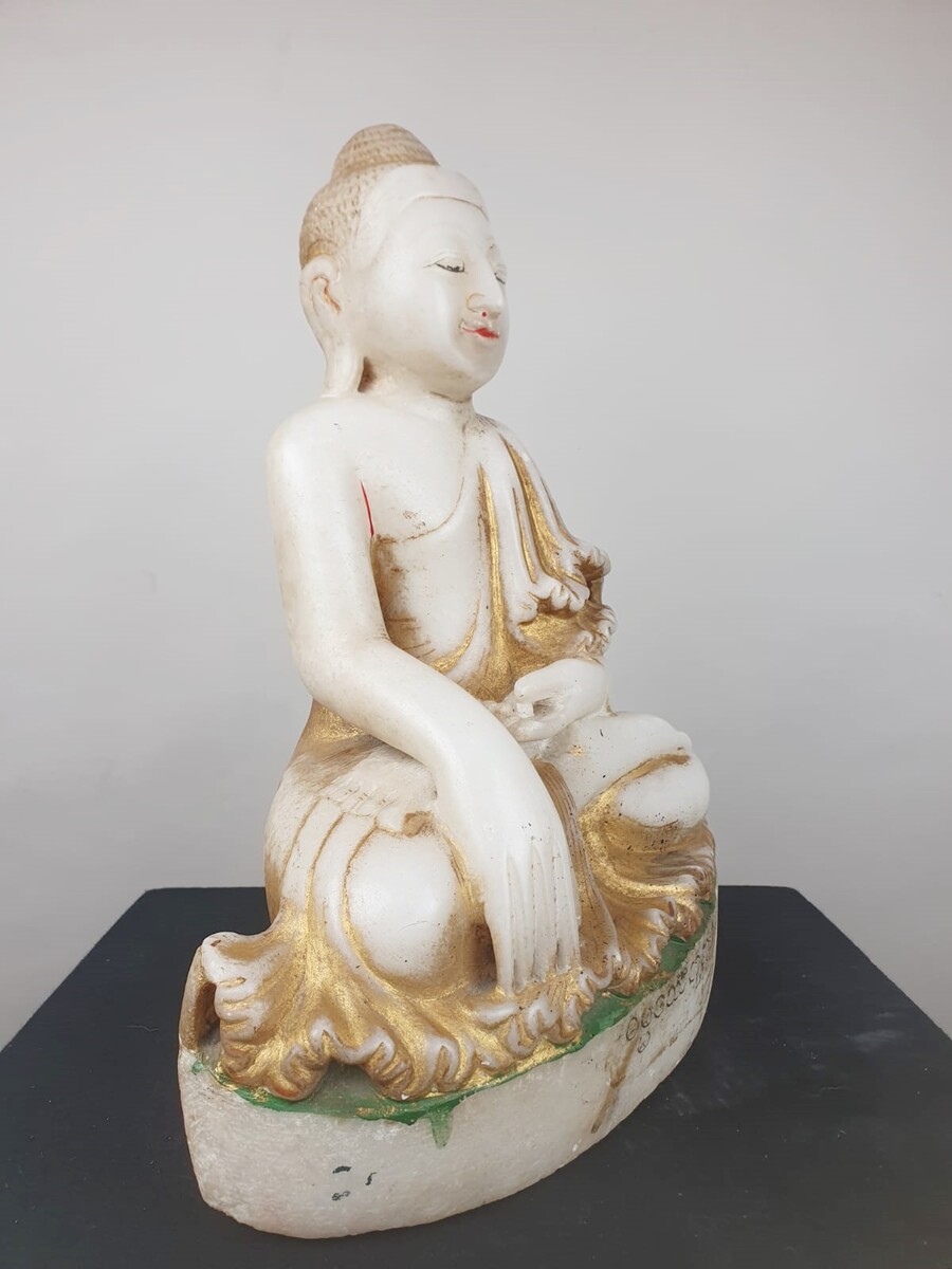 Marble Buddha, traces of polychromy, Burma, 19th