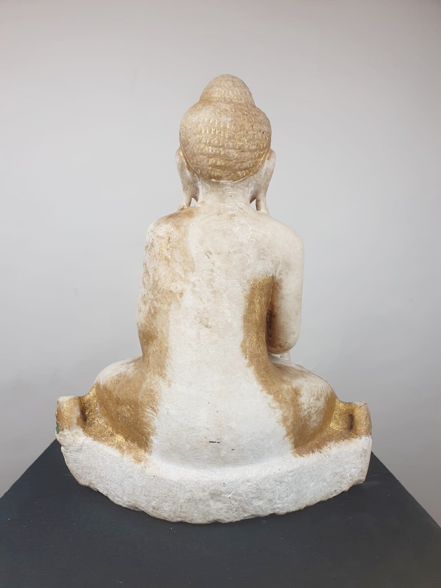 Marble Buddha, traces of polychromy, Burma, 19th