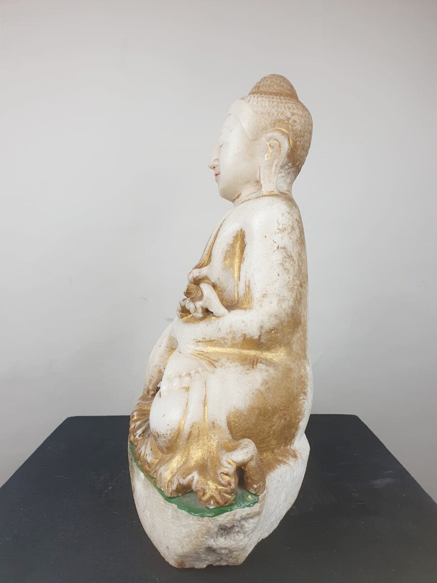 Marble Buddha, traces of polychromy, Burma, 19th