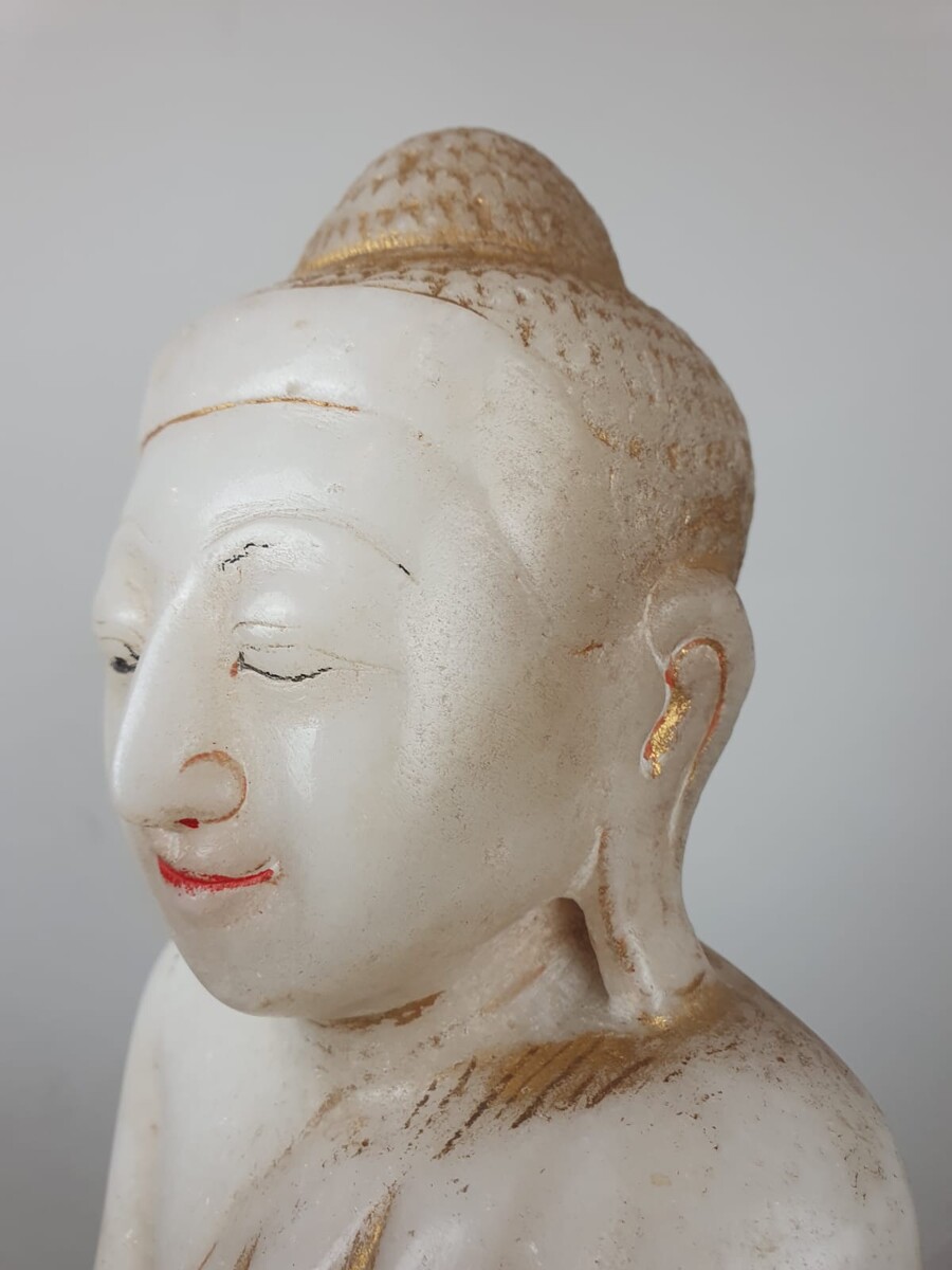 Marble Buddha, traces of polychromy, Burma, 19th