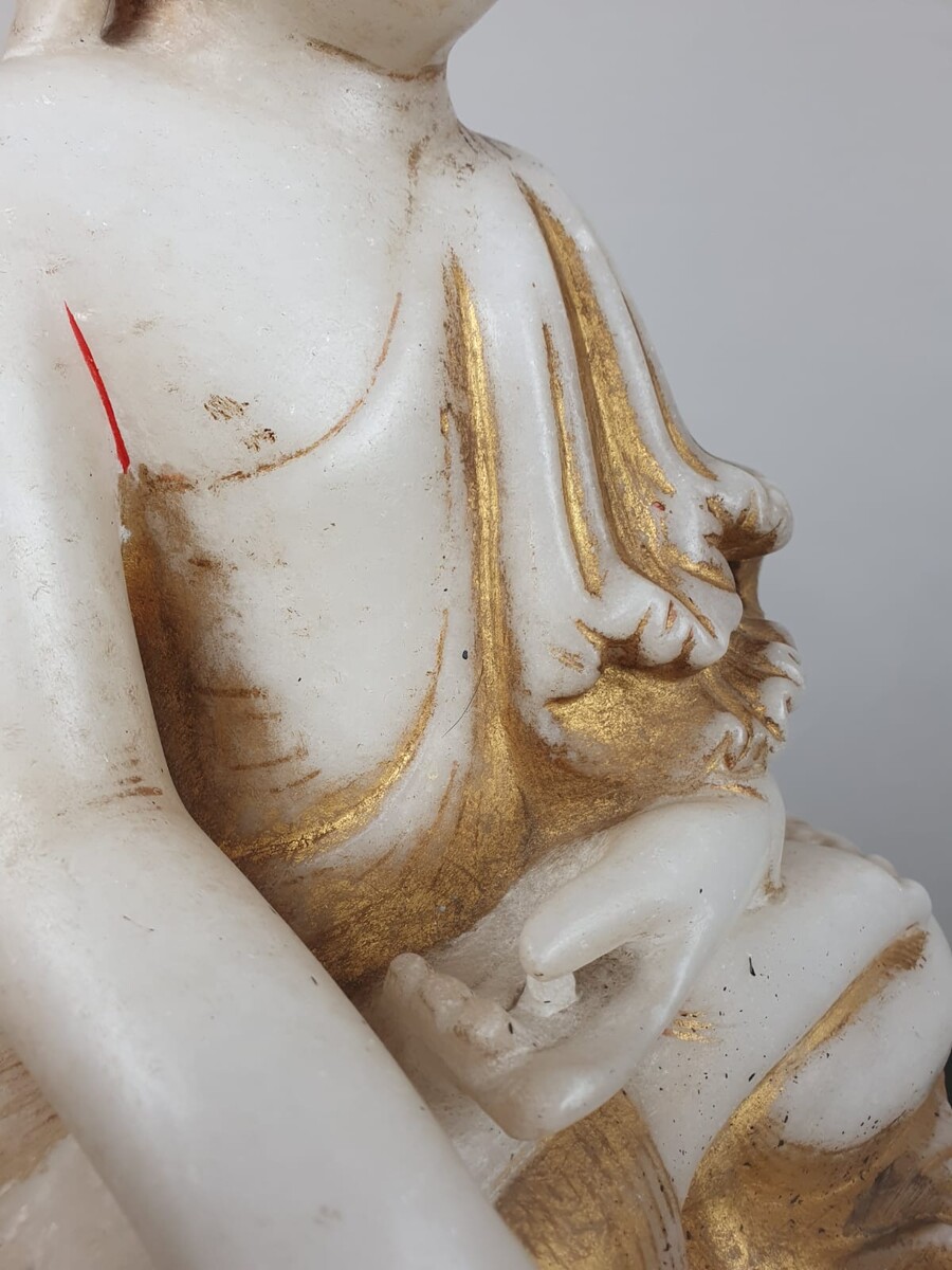 Marble Buddha, traces of polychromy, Burma, 19th