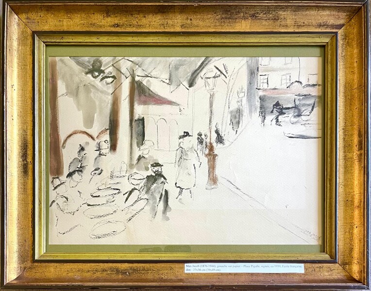 Max Jacob (1876–1944), Place Pigalle, gouache on paper, signed, ca. 1925, 27 x 38 cm (39 x 49 cm).