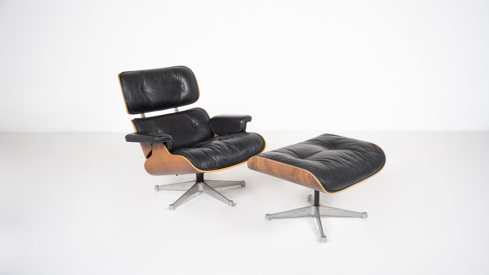 Mid-Century Lounge Chair and Ottoman by Charles & Ray Eames, 1980s