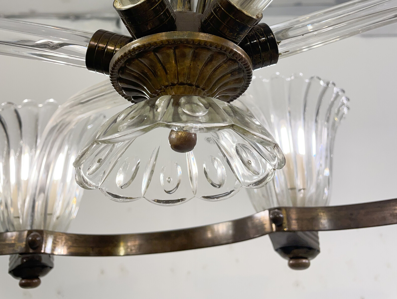 Mid-Century Modern Chandelier, Murano, Barovier Style, 1950s