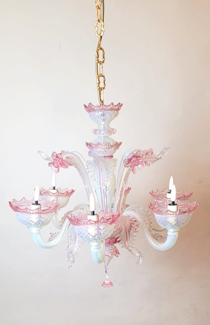 Murano glass chandelier with 6 lights