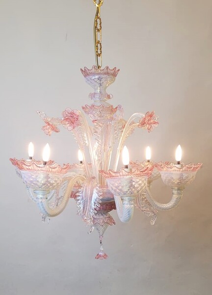 Murano glass chandelier with 6 lights