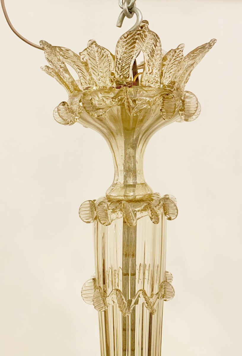 Murano glass chandelier with 6 lights - smoked yellow