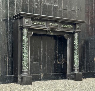 Napoleon III fireplace in antique Belgian black and green marble