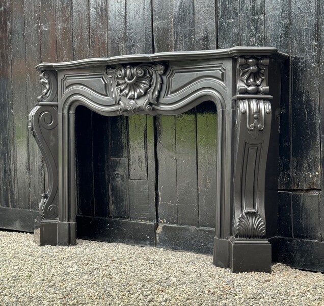 Napoleon III Fireplace In Black Belgian Or Black Mazy Marble, Circa 1880