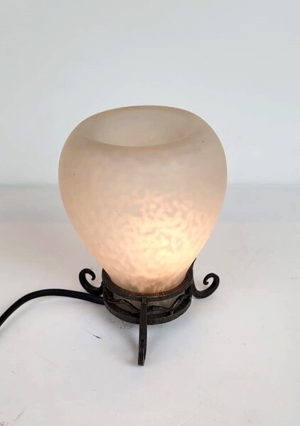 Night light in speckled glass and wrought iron - signed Robj - Paris - 1920