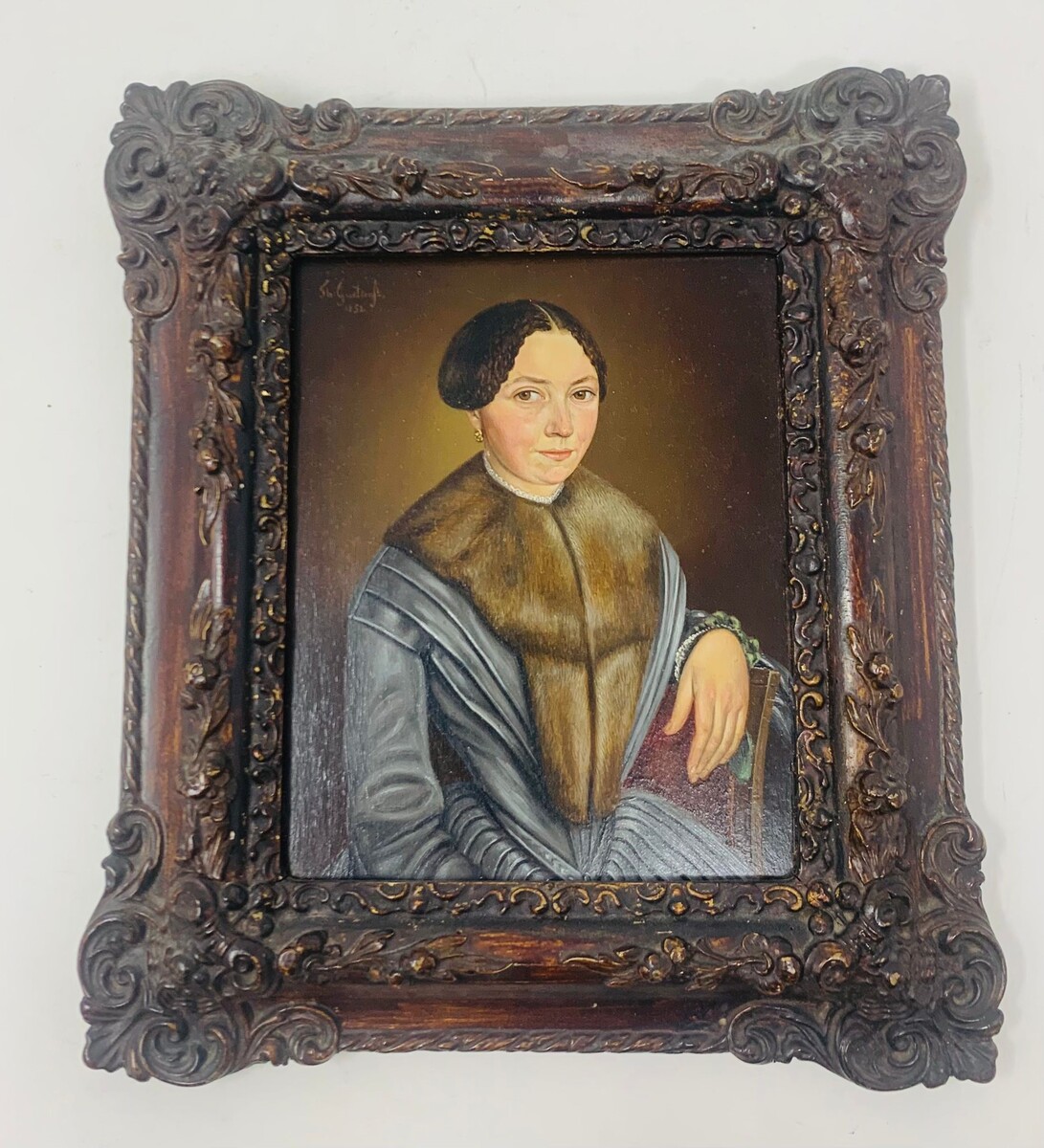 oil on panel - mademoiselle Félicie Defays - signed - 1852 frame: 22 x 25 cm