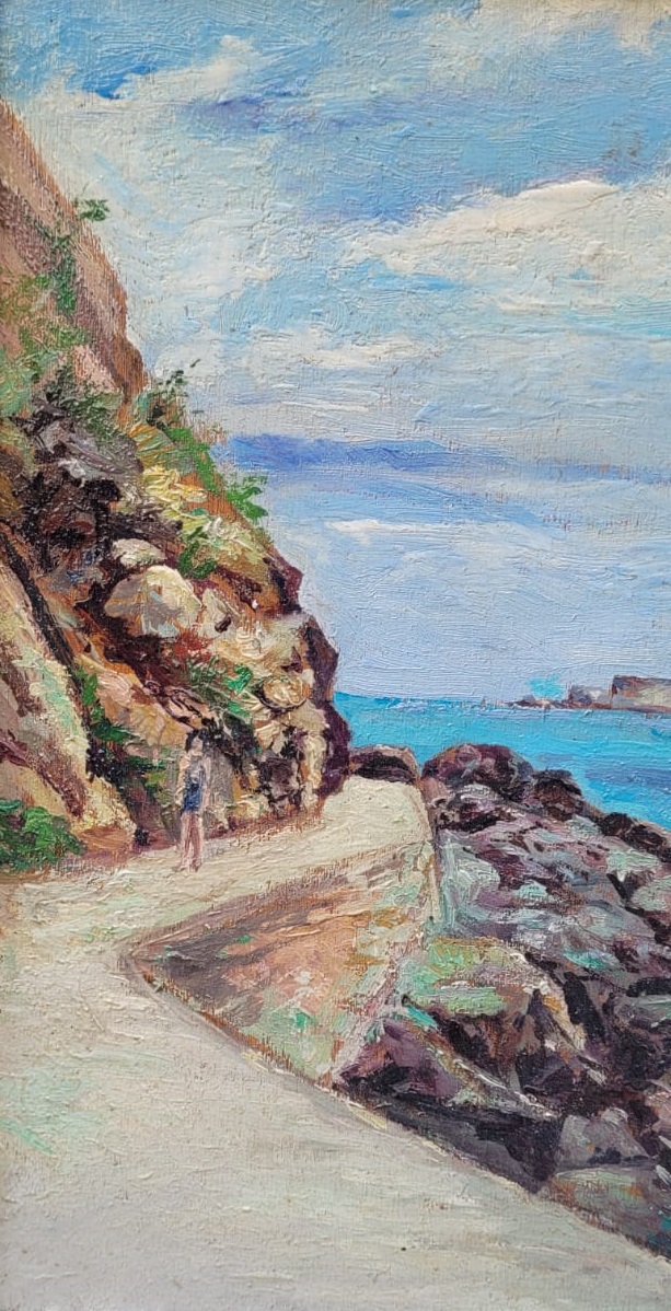 Oil on panel - seaside signed Lefort dimensions excluding frame: 66.5 X 44.5 cm