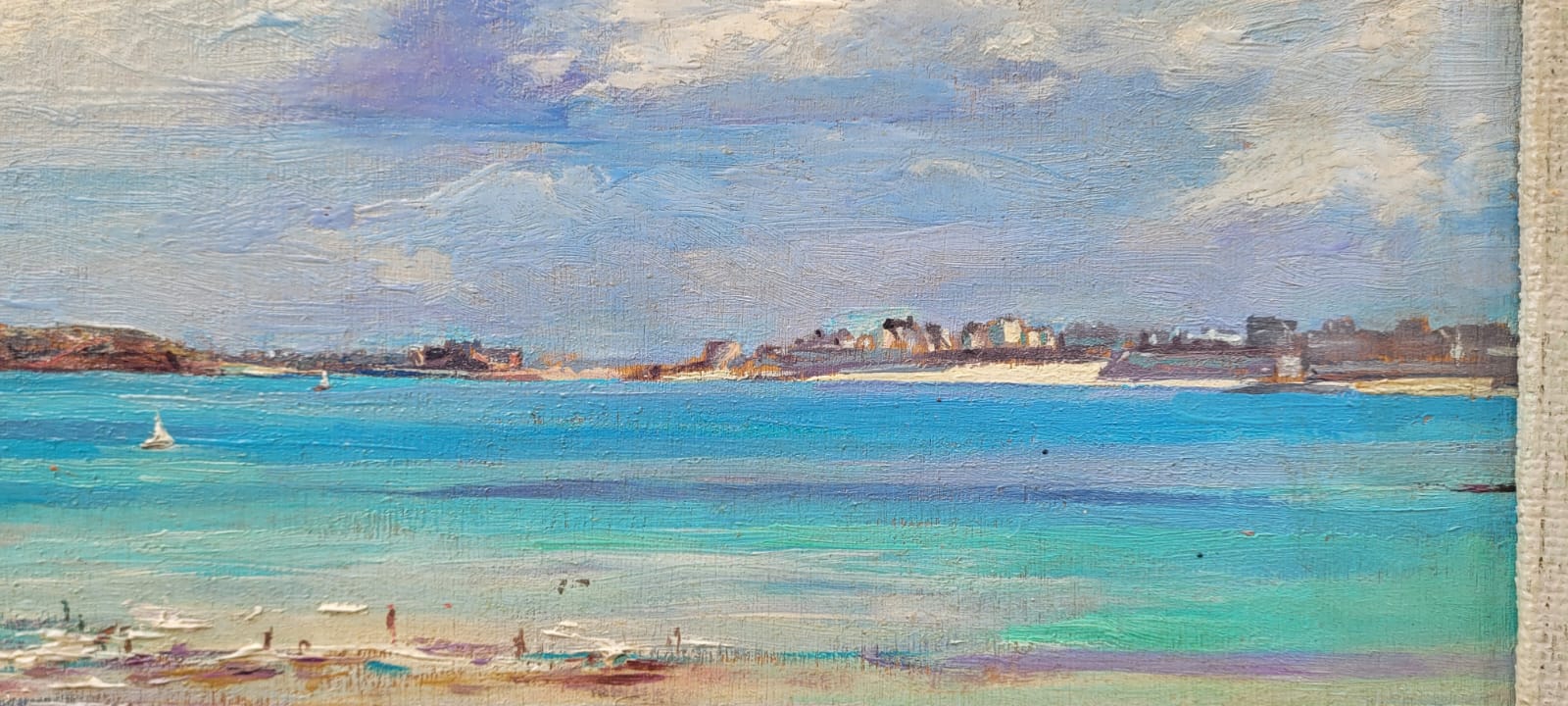 Oil on panel - seaside signed Lefort dimensions excluding frame: 66.5 X 44.5 cm