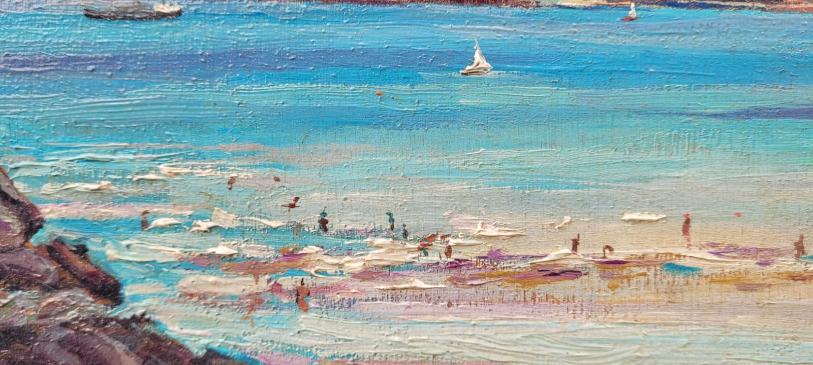 Oil on panel - seaside signed Lefort dimensions excluding frame: 66.5 X 44.5 cm