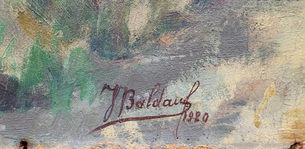 oil on panel signed J. Baldauf 1920