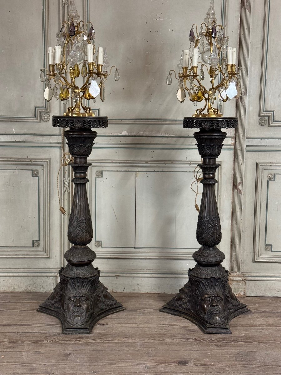 Pair of bronze pedestals, Italy, 19th century