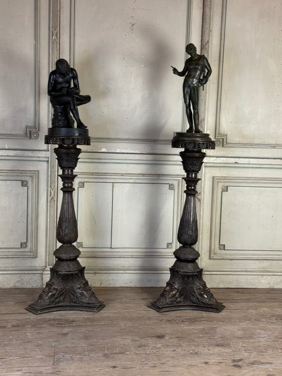 Pair of bronze pedestals, Italy, 19th century