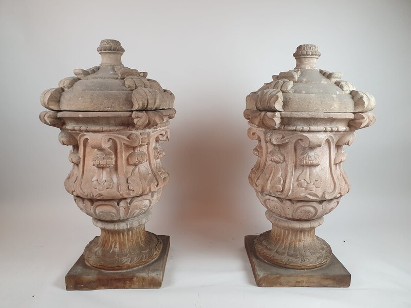 Pair of cement garden basins, 20th