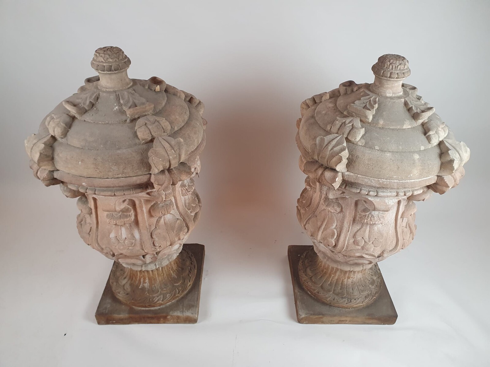 Pair of cement garden basins, 20th