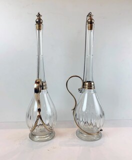 Pair of crystal and silver decanters - hallmark