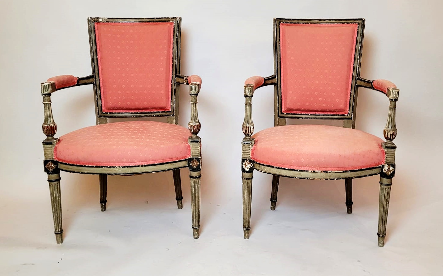 Pair of directorial armchairs - patina in green tones