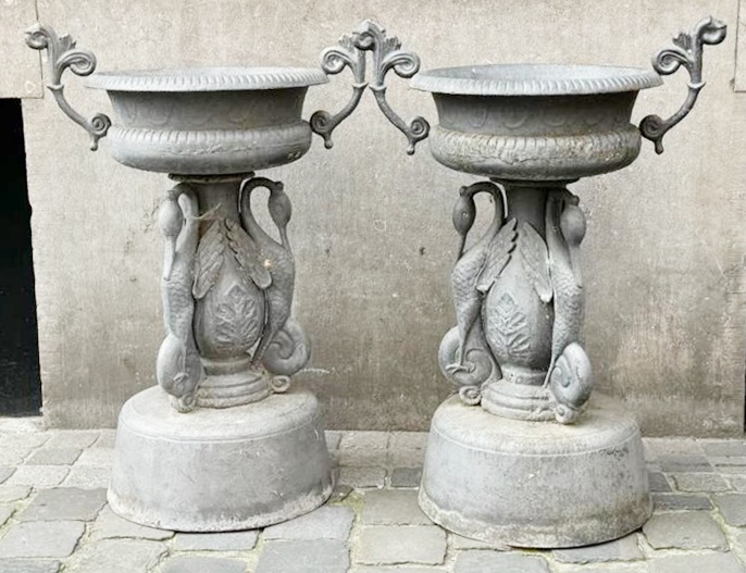 Pair Of Garden Basins, 20 Th.c 