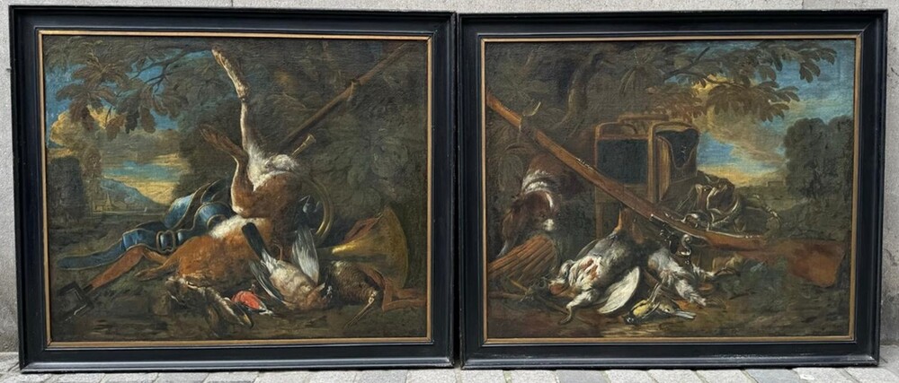 Pair of hunting trophies by Bernaert de Bridt