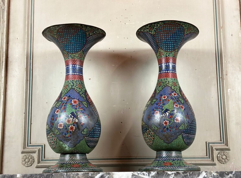 Pair of japenese cloisonne vase, 19th C.