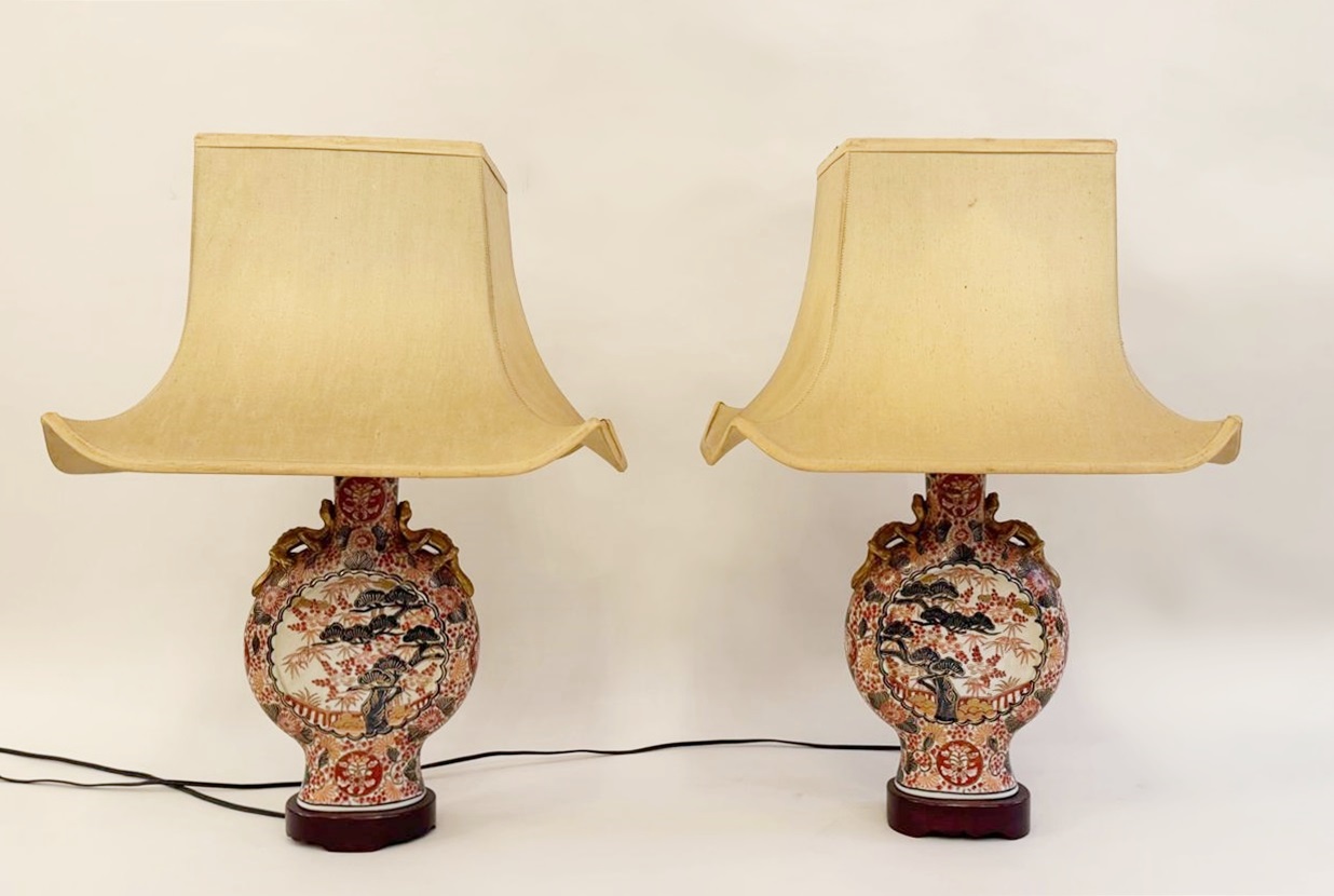 Pair Of Lamps, Antique Imari Vases. 