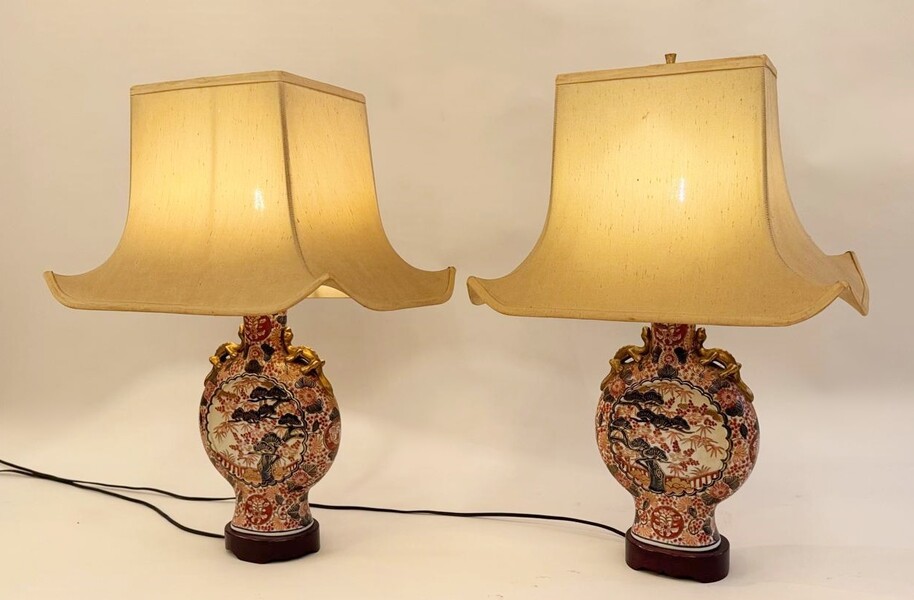 Pair Of Lamps, Antique Imari Vases. 