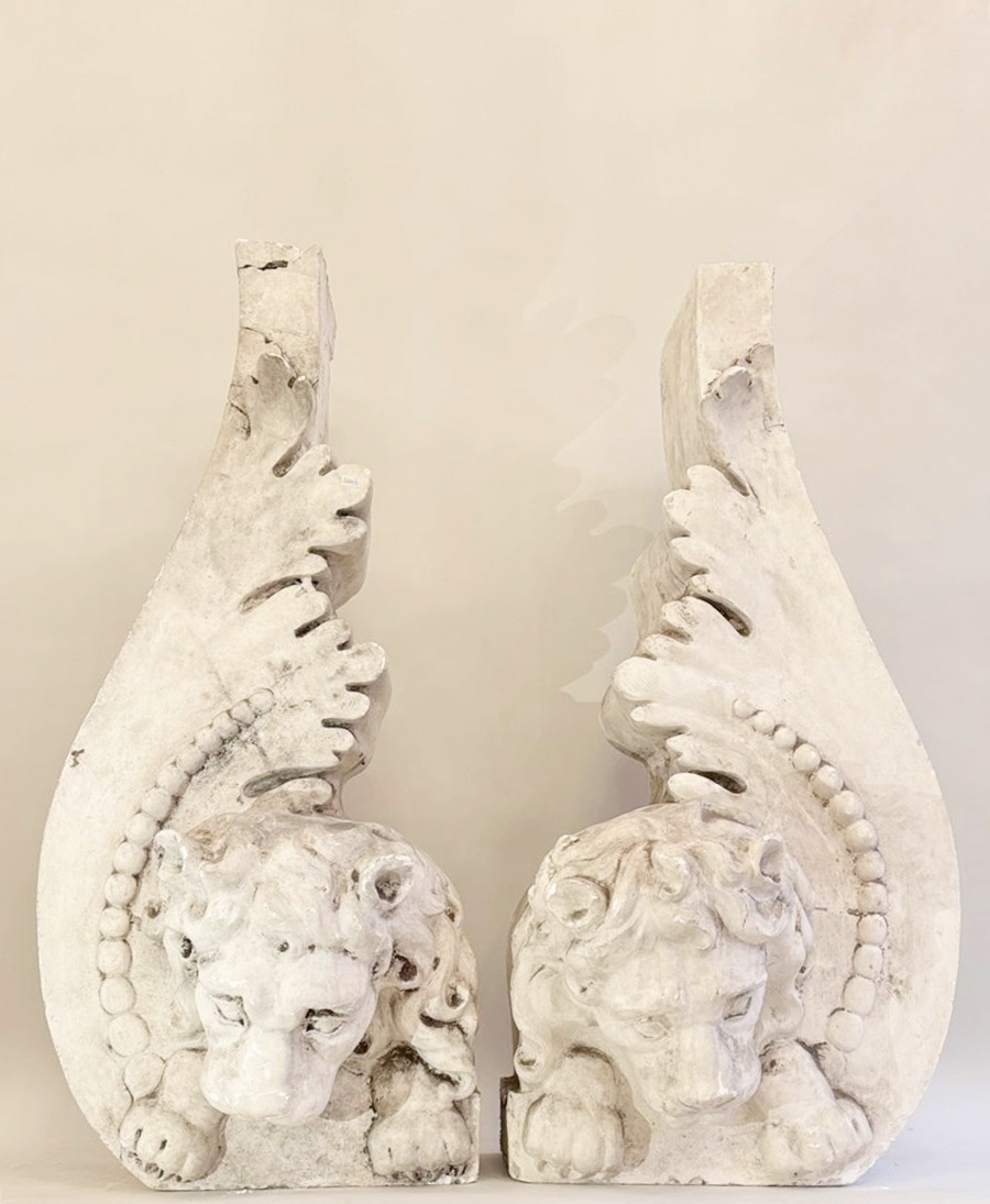 Pair Of Large Architectural Elements, Plaster 19th Century 