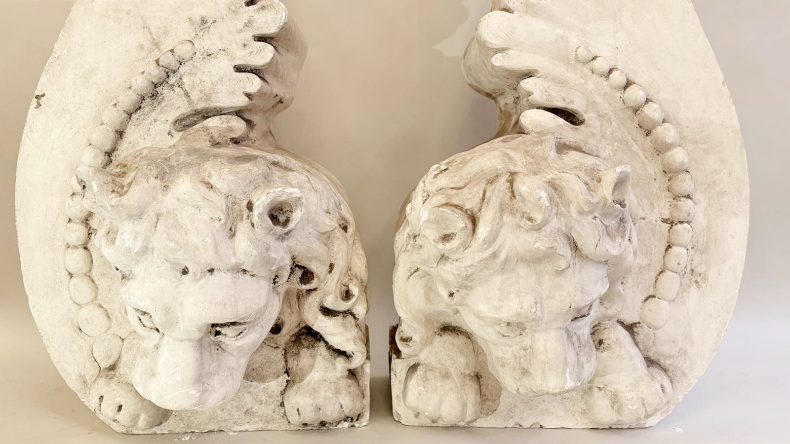 Pair Of Large Architectural Elements, Plaster 19th Century 