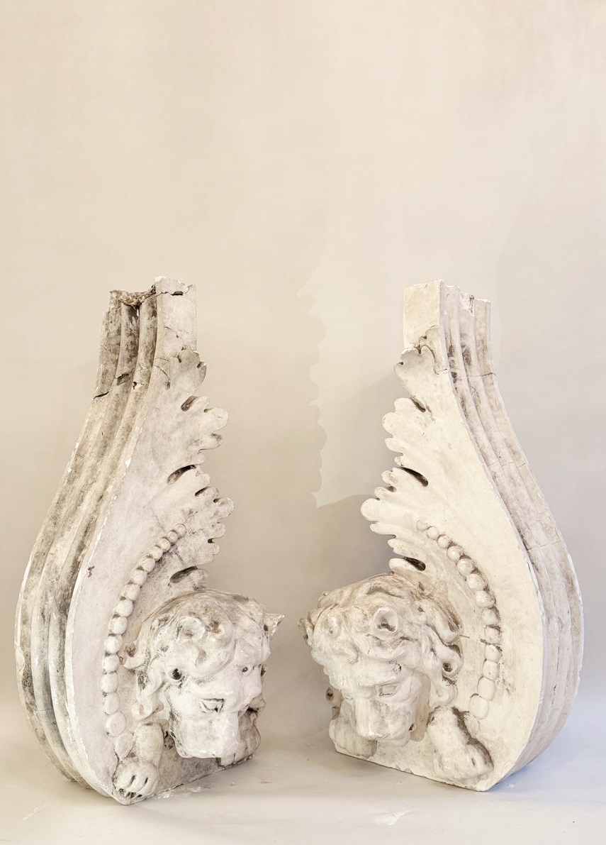 Pair Of Large Architectural Elements, Plaster 19th Century 