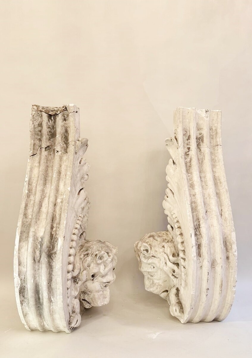 Pair Of Large Architectural Elements, Plaster 19th Century 