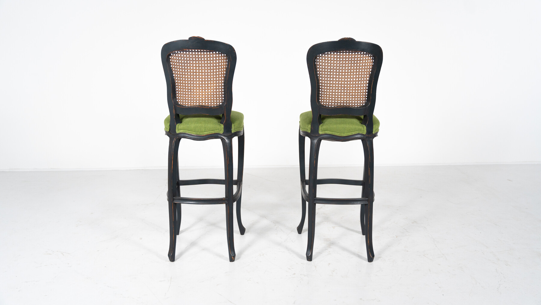 Pair of Louis XV style high chairs, 20th