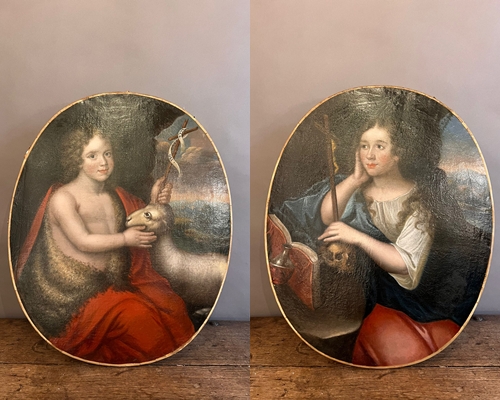 Pair of medallions, oil on canvas 