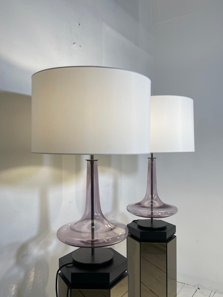 Pair of Murano glass lamps on metal base