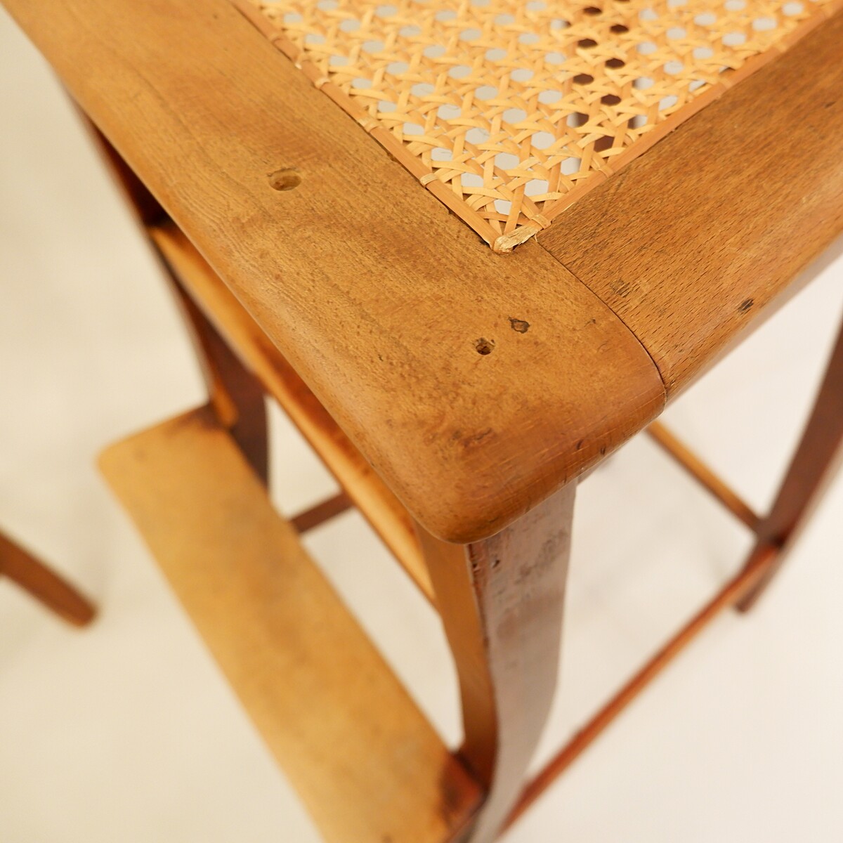 Pair of wood and cane croupier chairs - circa 1940