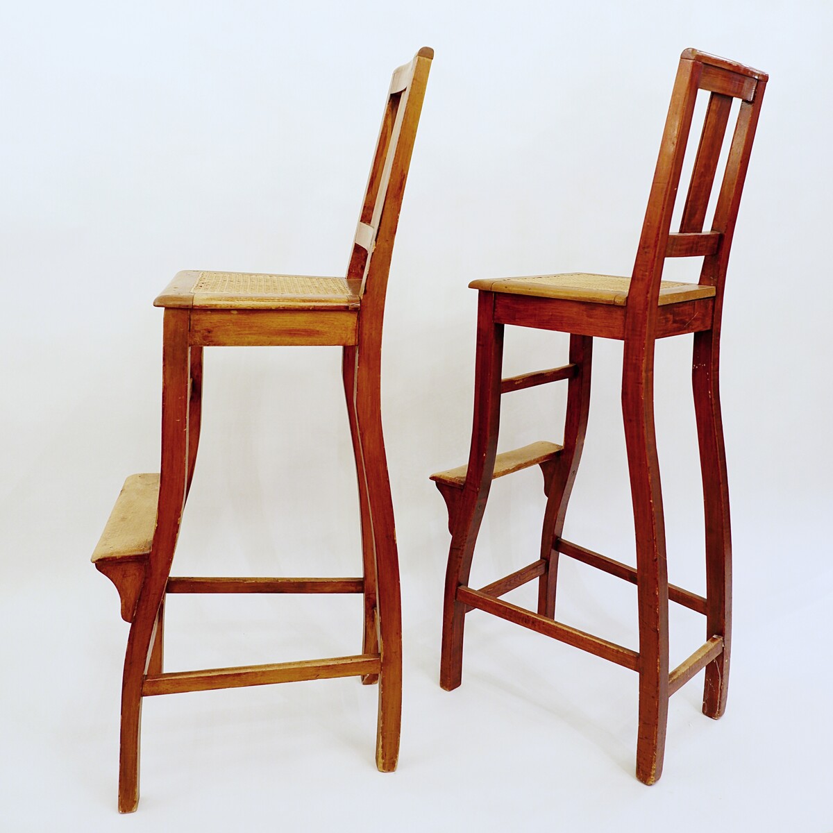 Pair of wood and cane croupier chairs - circa 1940