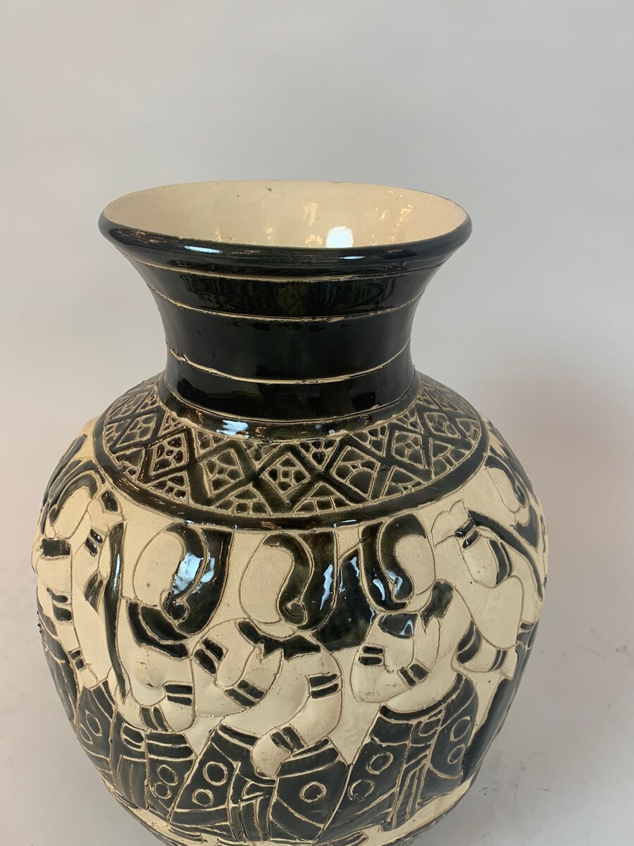 Partly glazed ceramic vase - Vietnam - circa 1930