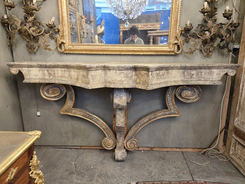 Patinated wooden console table, late 19th century