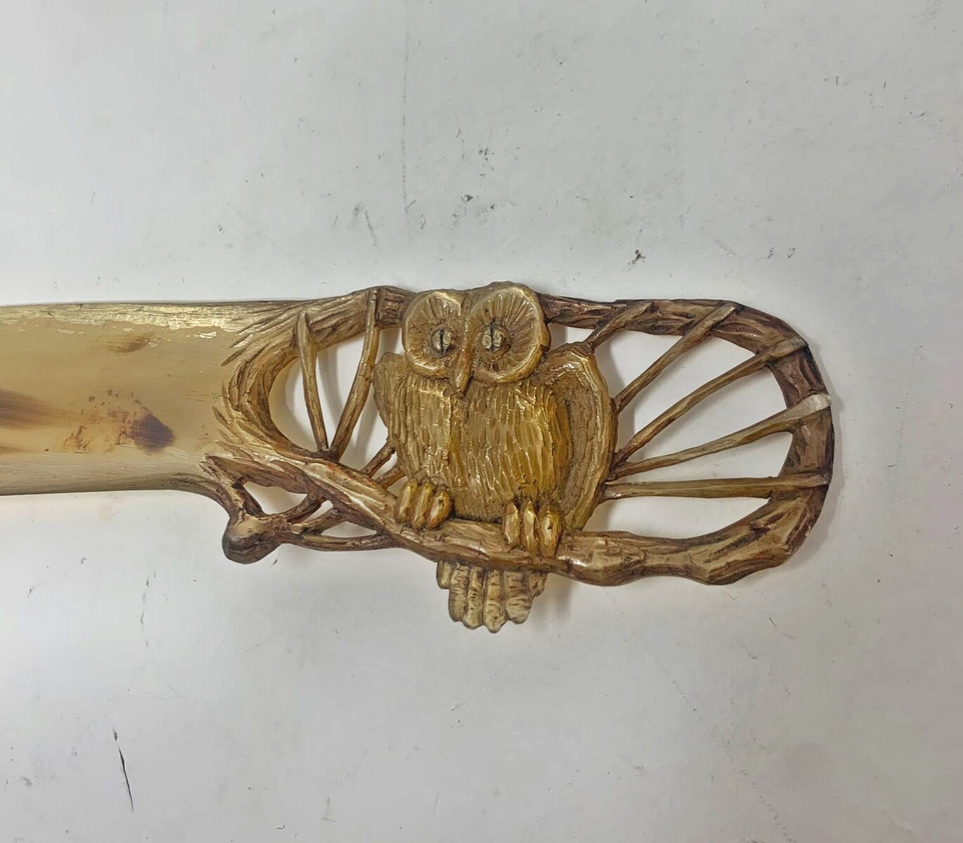 Philippe Lucas horn letter opener - owl decoration - circa 1900